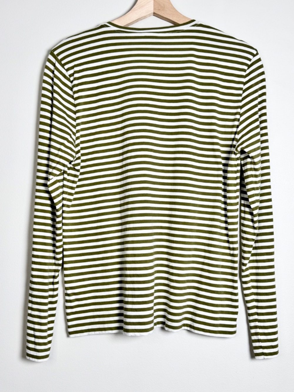 KULE The Modern Striped Long Sleeve Cotton Tee Green White Portugal Sz S - Picture 5 of 8
